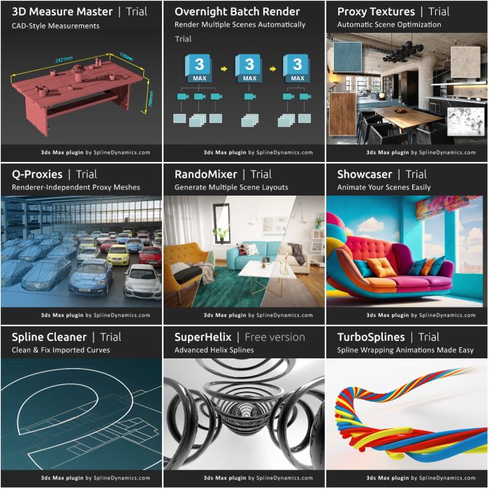 All SplineDynamics 3ds Max Plugin Trials